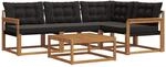 Outdoor-sofagarnitur 5 Stk. Natur Und Schwarz Vidaxl