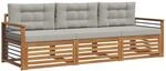 Outdoor-sofagarnitur 3 Stk. Natur Und Hellgrau Vidaxl