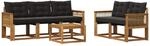 Outdoor-sofagarnitur 6 Stk. Natur Und Schwarz Vidaxl