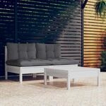 Vidaxl 3 Piece Garden Lounge Set With Anthracite Cushions Pinewood