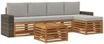 Outdoor-sofagarnitur 6 Stk. Natur Und Hellgrau Vidaxl