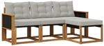 Outdoor-sofagarnitur 4 Stk. Natur Und Hellgrau Vidaxl