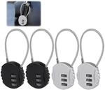 4er Set Zahlenschloss Mit Drahtseil, 3-stellig, Robust, F&uuml;r Koffer & Taschen
