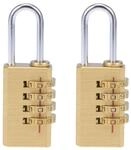 2er Set Messing Zahlenschloss 4-stellig Mit 3mm Sch&auml;kel F&uuml;r Innen & Au&szlig;en