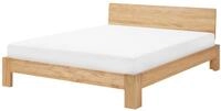Doppelbett Hellbraun Kiefernholz Mit Lattenrost 160 X 200 Cm Hohes Kopfteil Ohne