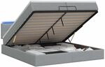 Ottoman-bett Mit Matratze Und Led Hellgrau 200 X 200 Cm Stoff Vidaxl