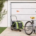 Fahrradanh&auml;nger Hunde Gr&uuml;n Und Grau Oxford-gewebe Und Eisen - Vidaxl