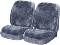 Woltu Lammfellbezug 2er Set Auto Vordersitzbezug Echtlammfell 1.8 Cm Dicke Silber