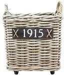 Korb Rattan Grau Auf Rollen Mit Holzboden 40x40 H42cm