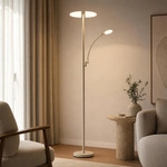 Led Stehleuchte Stehlampe Arbeitszimmerleuchte Touchdimmer Sand Metall H 183 Cm