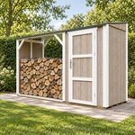 Timbela M985-terra Brown Brennholzlager Mit Geschlossenem Stauraum 4,14 M&sup2;,