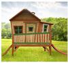 Spielhaus Emma mit roter Rutsche Stelzenhaus in Braun & Grün aus fsc Holz für