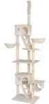 Dibea - Lionto Kratzbaum H&ouml;henverstellbar, H&ouml;he 230-250 Cm, Beige/wei&szlig;