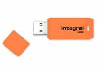 Integral Europe - Integral 64GB USB2.0 drive neon orange USB-Stick usb Typ-A 2.0