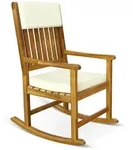 Schaukelstuhl Gartenstuhl Holz Creme 160kg Belastbar Bezug 30&deg; Waschbar Armlehne