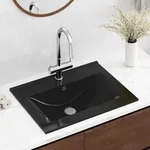 Teenpull &ndash; Luxus-waschbecken Keramik Rechteckig Schwarz Mit Hahnloch 60x46 Cm