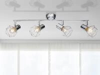 Deckenstrahler Xara 4-flammig, Gitter Silber Chrom Industrial, Breite 60cm