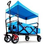 Faltbarer Bollerwagen Fx-ct500 T&uuml;rkis - Klappbar Mit Dach, Vorderrad-bremse,