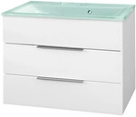 Fackelmann Kara Badm&ouml;bel Set 2-teilig, 80 Cm, Wei&szlig;, Glas Mint, 2...