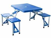 Alu Campingtisch Picknick Bank Sitzgruppe Gartentisch mit 4 Sitzen klappbar Blau