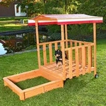 Mucola - Sandkasten Spielhaus Mit Spielveranda Sandbox Sandkiste Holz Mit Dach...