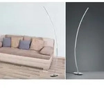 Led Stehleuchte Solo Gebogen Metall Silber Geb&uuml;rstet, H&ouml;he 158cm
