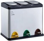 Svita Tc3x8 24 L Treteimer Abfalleimer M&uuml;lleimer M&uuml;lltrennung Edelstahl Silber