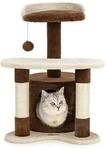 Lionto Kratz- & Spielbaum, 65 Cm Stabiler Katzenbaum Mit Sisalst&auml;mmen, Pl&uuml;schh&ouml;hle