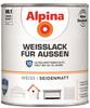Weißlack für Außen 750 ml weiß seidenmatt Lack Acryllack Holzlack - Alpina