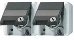 Jung Steckdose 2-fach Grau Gl&auml;nzend Ap Klappd Ip44 Wg 800 8220 Nawsl Bsf