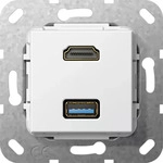 Gira Kabelpeitsche Einsatz, Hdmi Und Usb 3.0 Typ A, Reinwei&szlig;, 567903