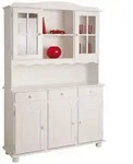 Sideboard Mit Drei T&uuml;ren Und Schubladen Mit Oberer Vitrine, Wei&szlig;e Farbe, 130 X 198