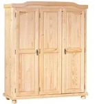 Kleiderschrank Mit Drei Fl&uuml;gelt&uuml;ren In Kiefer Massiv, Farbe Eiche, 150 X 180 X 56