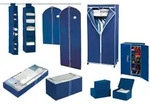 Kleiderschrank Air, Stoffschrank, Faltschrank, Blau, Polypropylen Blau, Stahl - Blau