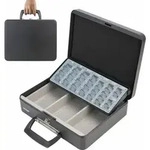 Hmf - 10016 Geldkassette Tragegriff, 30 X 24 X 9 Cm Schwarz
