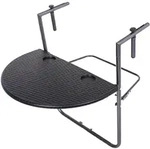 Hochwertiger Balkon Tisch Beistell Ablage Rattan Optik Stahl Schwarz Klappbar
