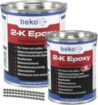 Beko - 2-k Epoxy Reparaturharz 1kg Inkl. 10 X Estrichklammern Betongrau