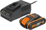 Worx Powershare Akku Set 20 V / 2,0 Ah Mit Ladeger&auml;t Wa3601