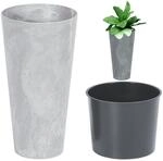 Blumentopf Mit Einsatz Tubus Slim Beton 250x475 Mm, Betonoptik