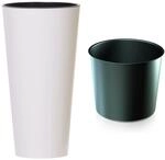 Blumentopf Mit Einsatz Tubus Slim Shine 400x762 Mm, Wei&szlig;