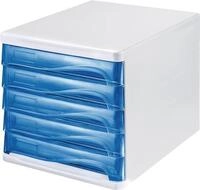 Helit Schubladenbox 5 Schubladen Wei&szlig; / Blautransparent - H61294-30
