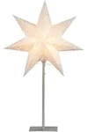 Best Season - Star Sensy Tischlampe, 3d Papierstern, Wei&szlig;, Metallfu&szlig;, H: 55