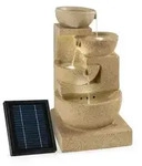 Korinth Zierbrunnen Gartenbrunnen 3w Solar Led Sandsteinoptik