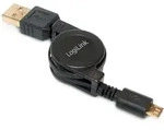 Usb-kabel Usb 2.0 Usb-a Stecker, Usb-micro-b Stecker 0.75 M Schwarz Inkl. Aufroller