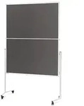 Magnetoplan Moderationstafel Mit Wei&szlig;em Rahmen, Klappbar, Filz Grau, 1200 X 1500 Mm