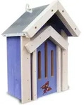Schmetterlingskasten / Insektenhotel F&uuml;r Schmetterlinge, Lila-wei&szlig;, Mit Metalldach,