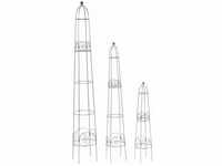 Obelisken-Set Bastos, 3-teilig Metall dunkelgrau, unterverzinkt ø 21 x 100 cm,...