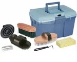 Putzbox Blau Mit Inhalt F&uuml;r Pferde, Pferdeb&uuml;rsten Putzzeug Blau - Kerbl