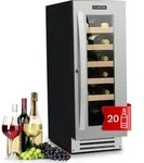 Vinovilla 20 Built-in Weink&uuml;hlschrank 50l / 20 Flaschen Glast&uuml;r Edelstahl