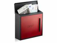 Briefkasten rot modern Zweifarben Design, DIN-A4 Einwurf, Stahl, groß, HxBxT:...